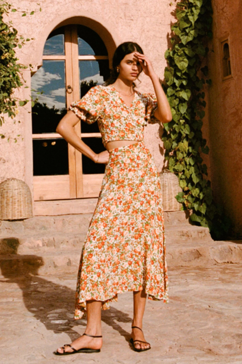 Faithfull asiya floral best sale midi skirt