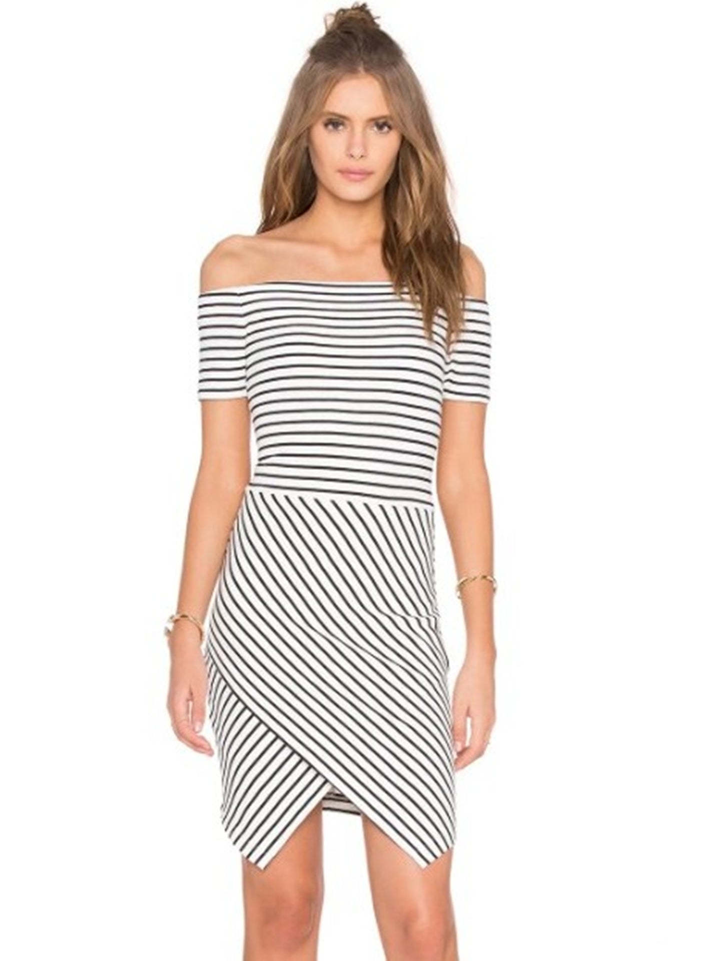 Striped Off the Shoulder Envelope Dress Size Small
