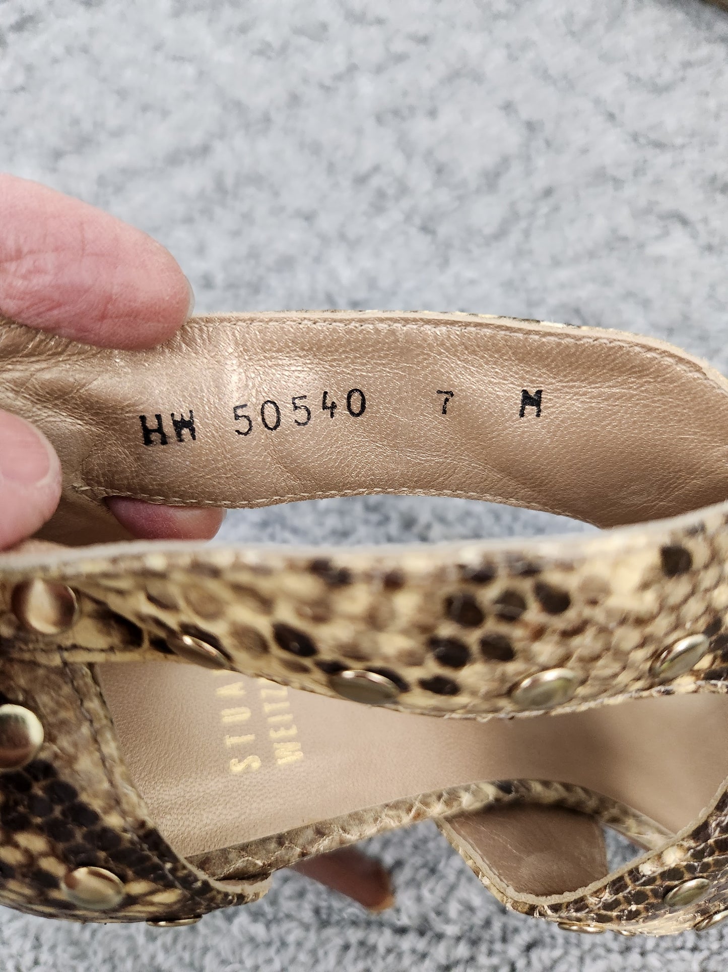 Snakeskin Open Toe Heels Size 7