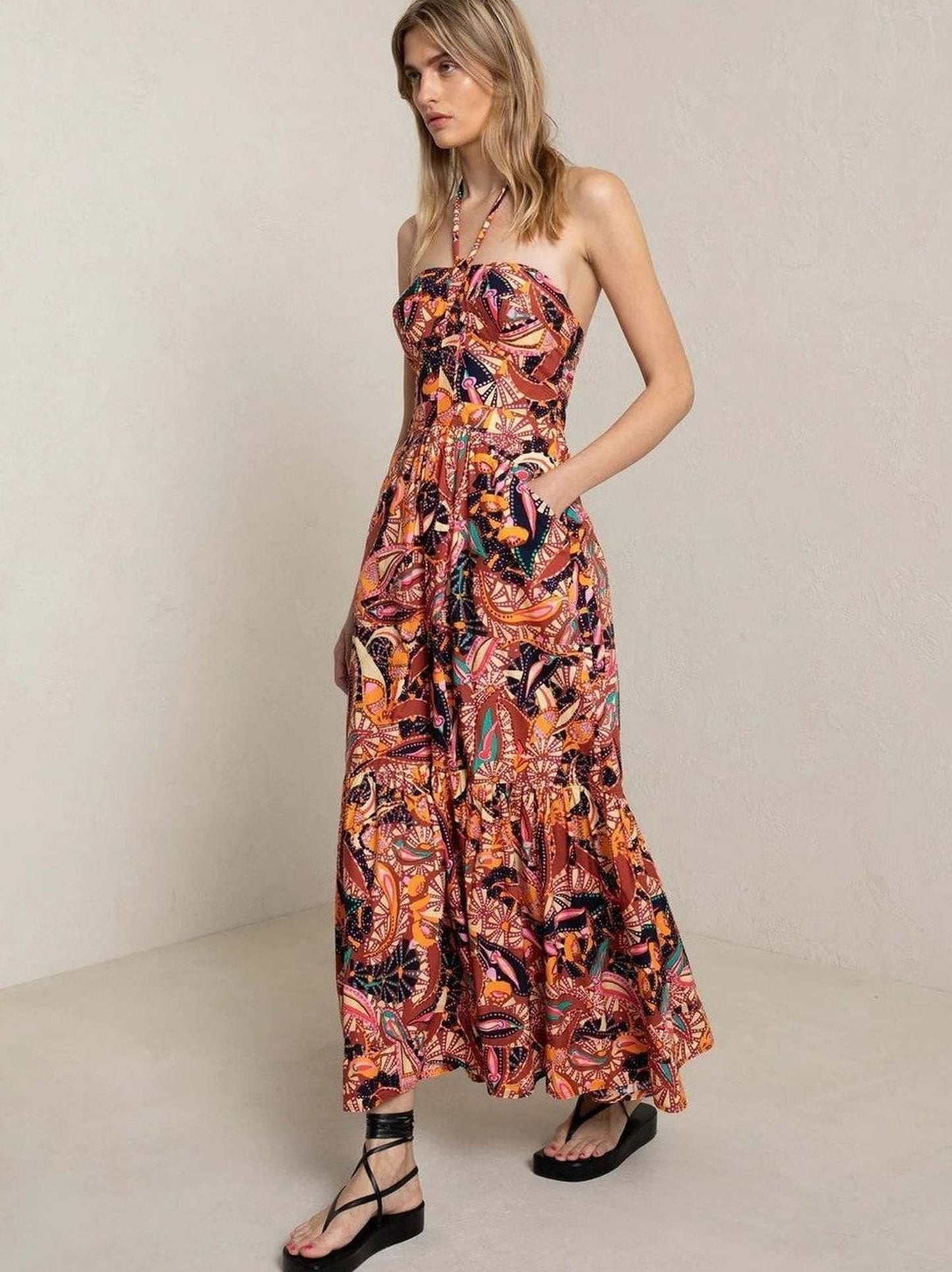 Adelle Halter Maxi Dress Size 4