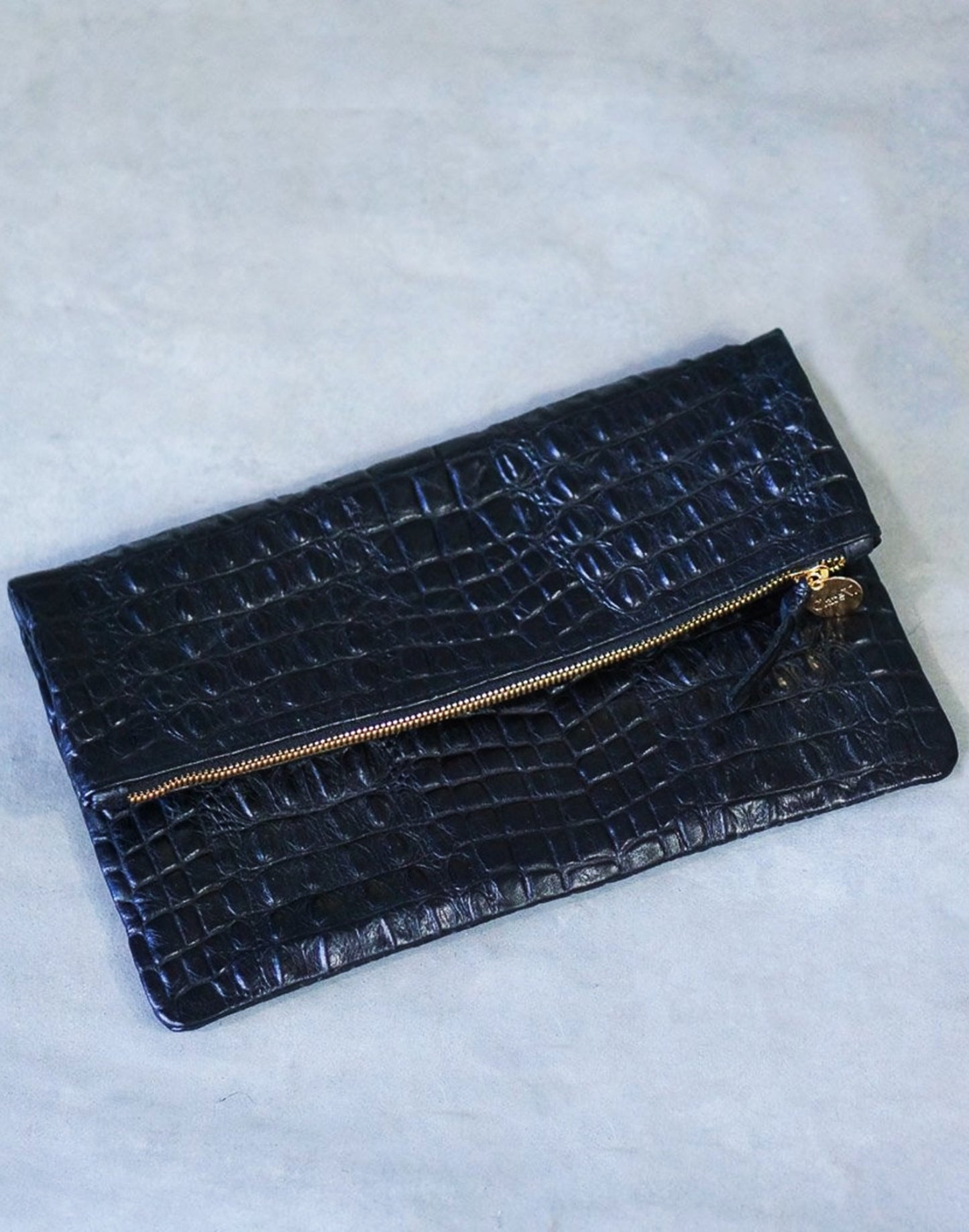 Foldover Leather Clutch