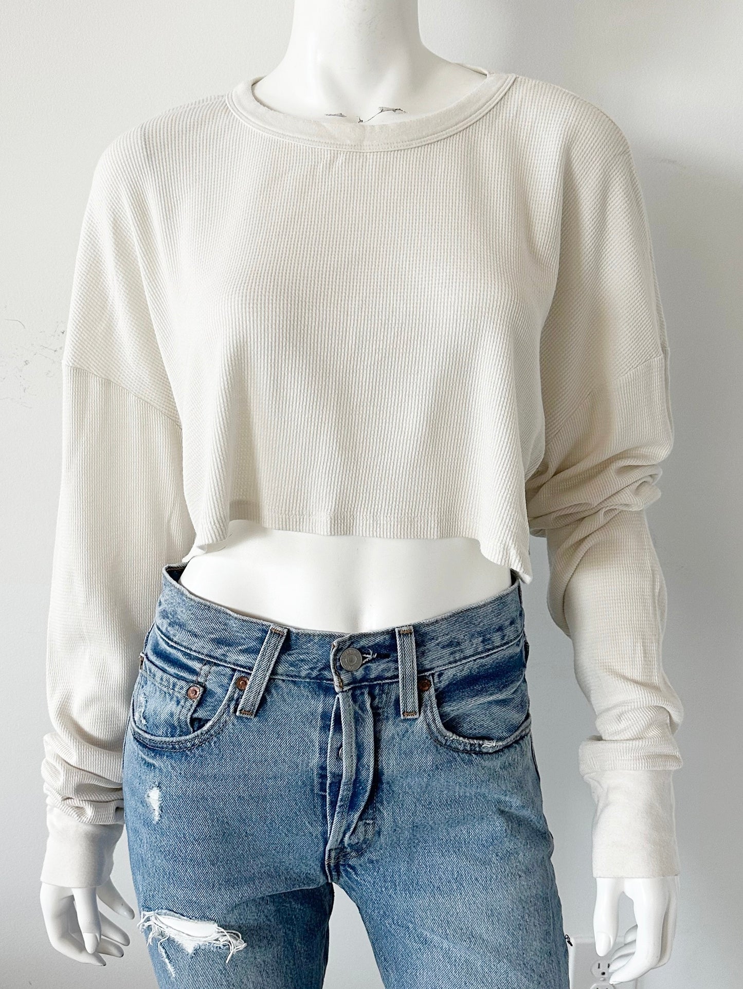 Cropped Thermal Long Sleeve Tee Size Medium
