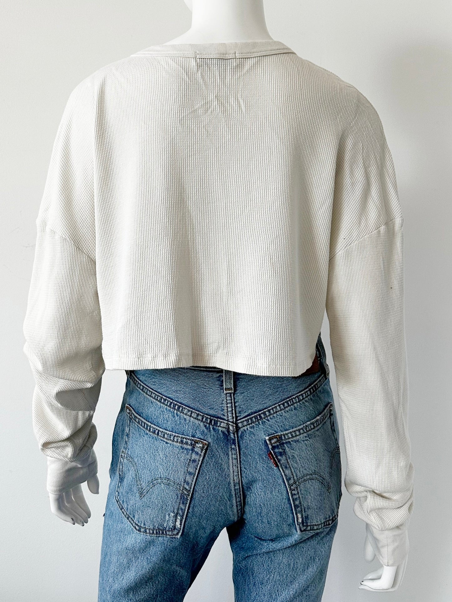Cropped Thermal Long Sleeve Tee Size Medium
