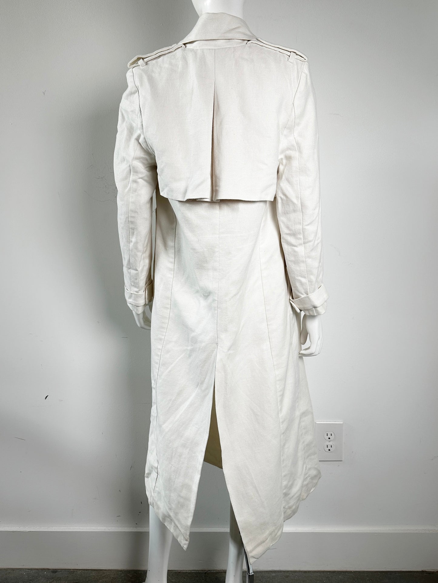 Linen Blend Trench Coat Size XS