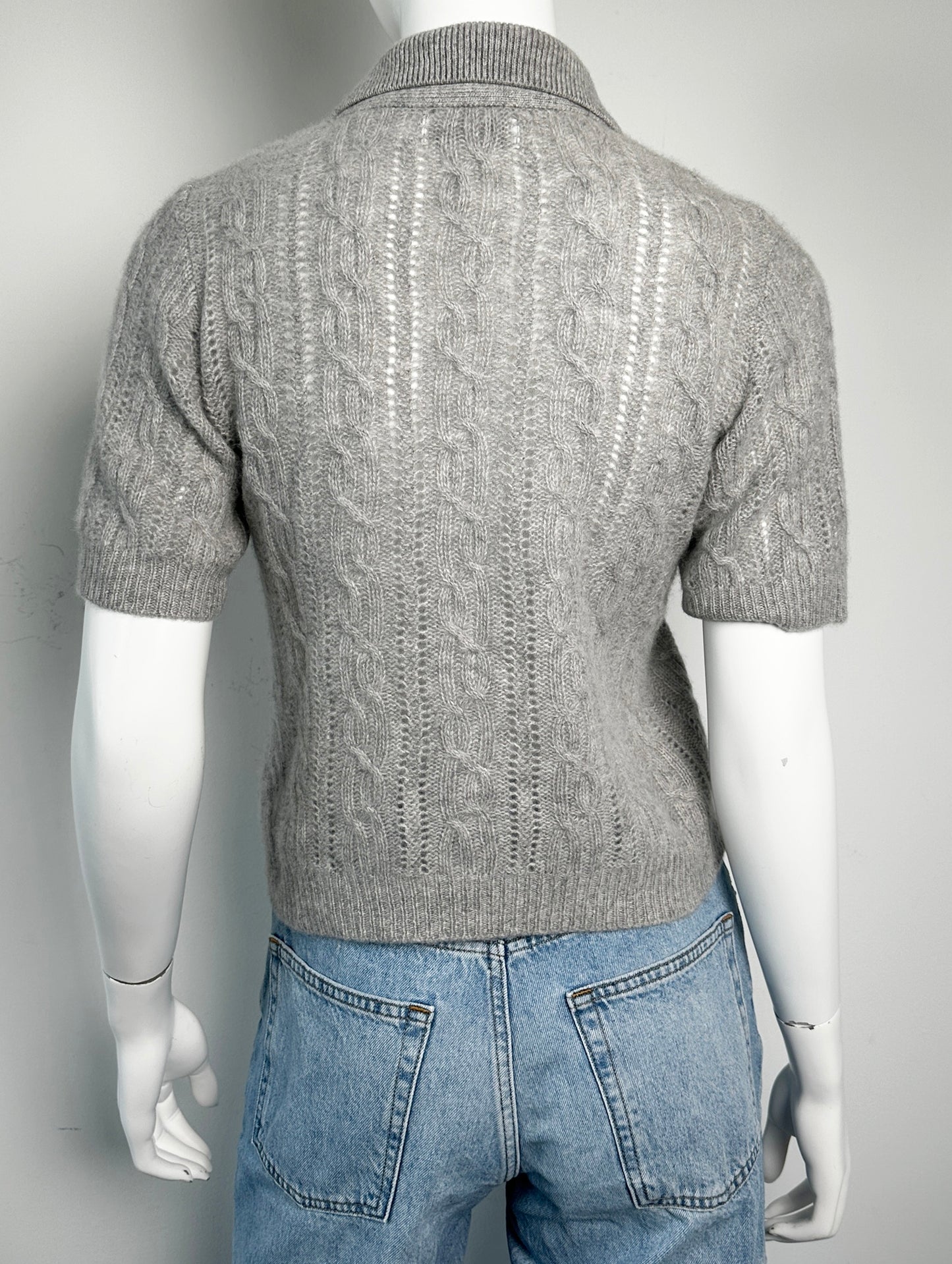 Cashmere Cable Knit Polo Top Size Small