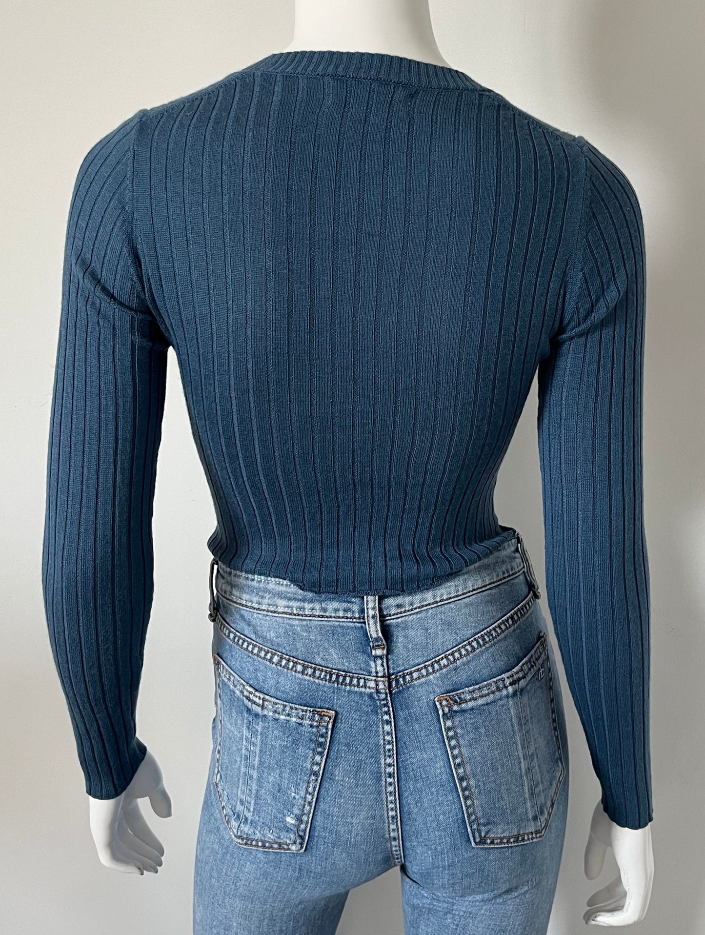 Ribbed Cropped Cardigan Size Small