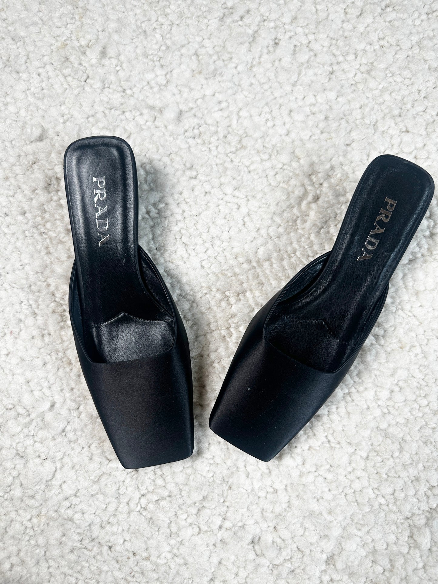 Satin Square Toe Ballerina Mules Size 37