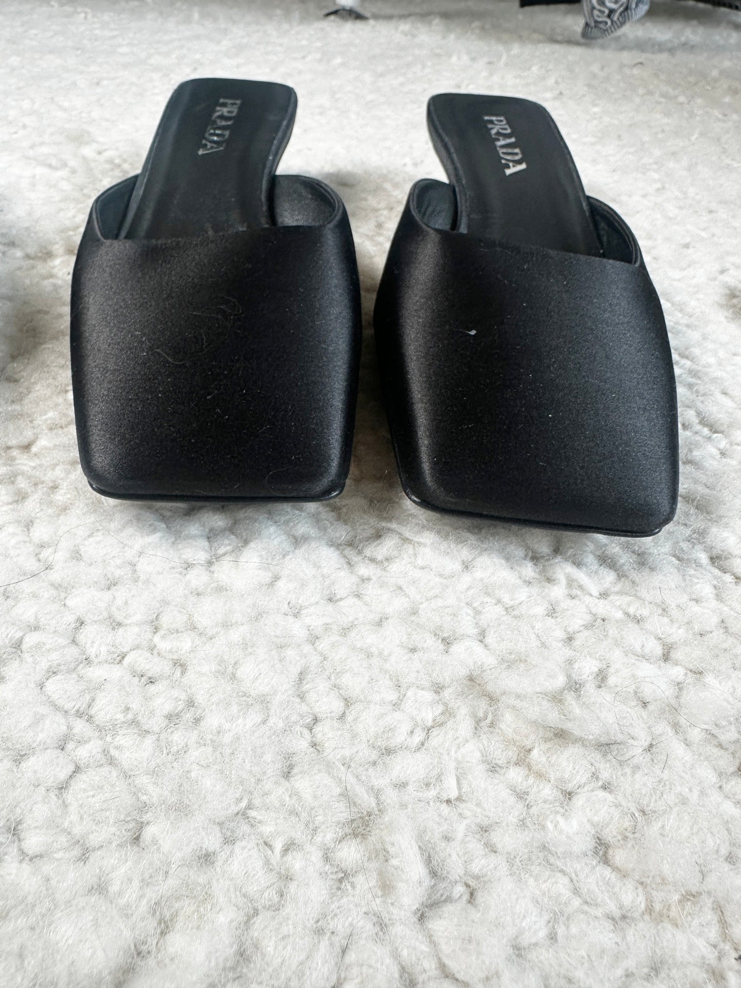 Satin Square Toe Ballerina Mules Size 37
