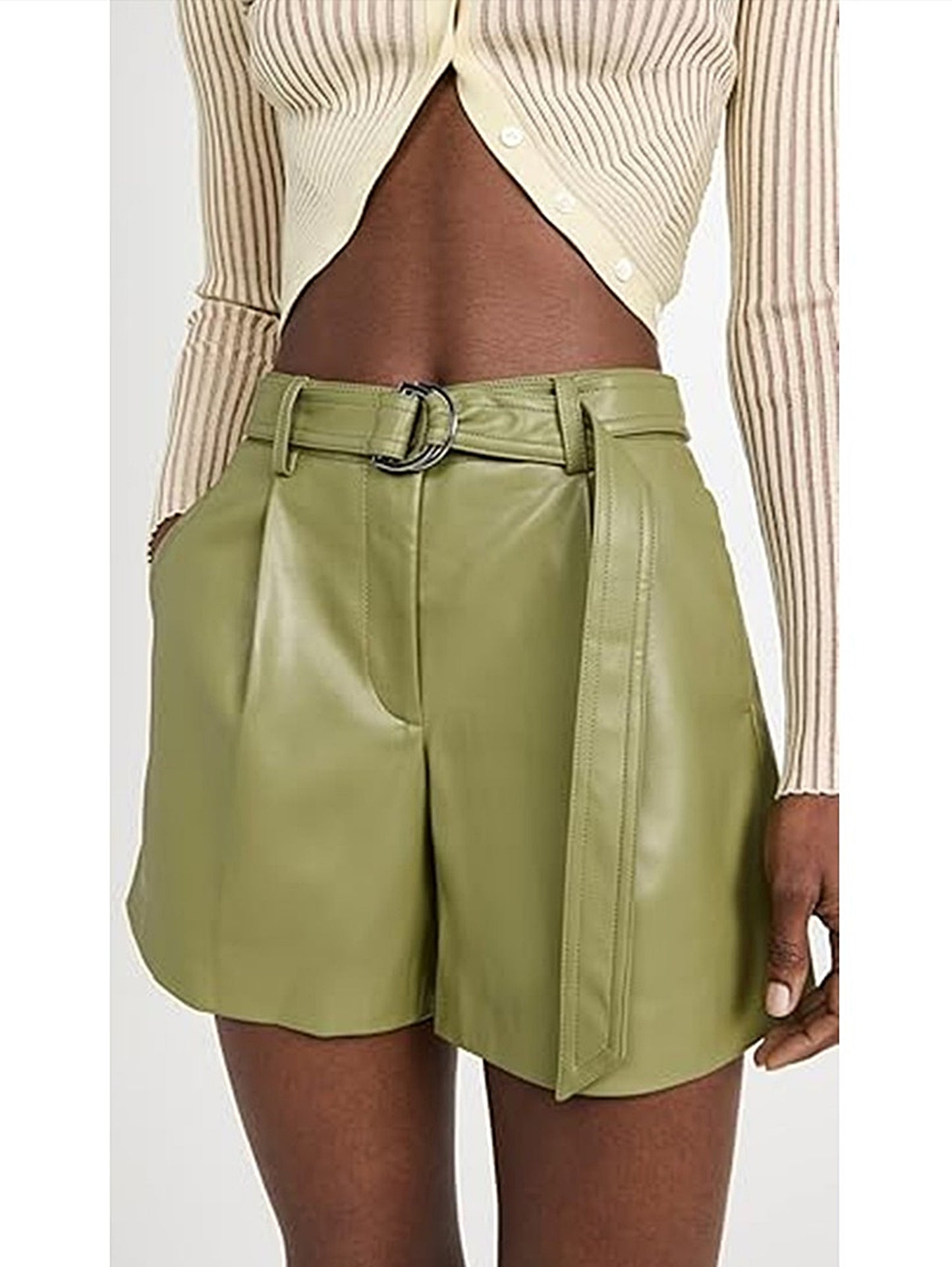 Belted Vegan Leather Shorts Size 0