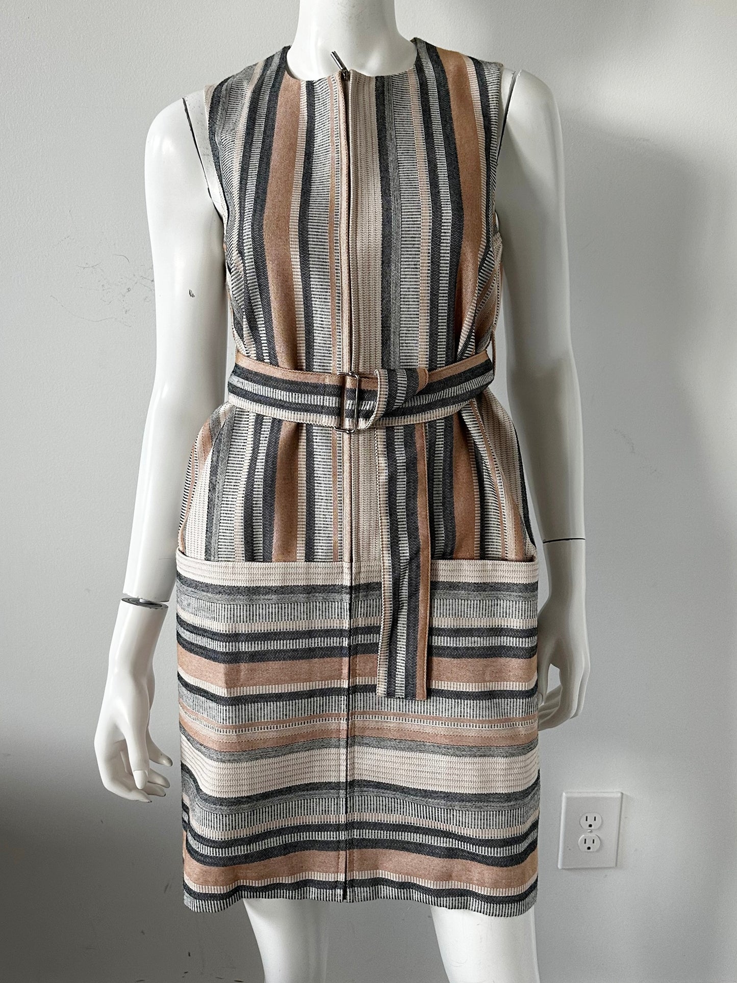 Striped Zip Front Dress Size 2