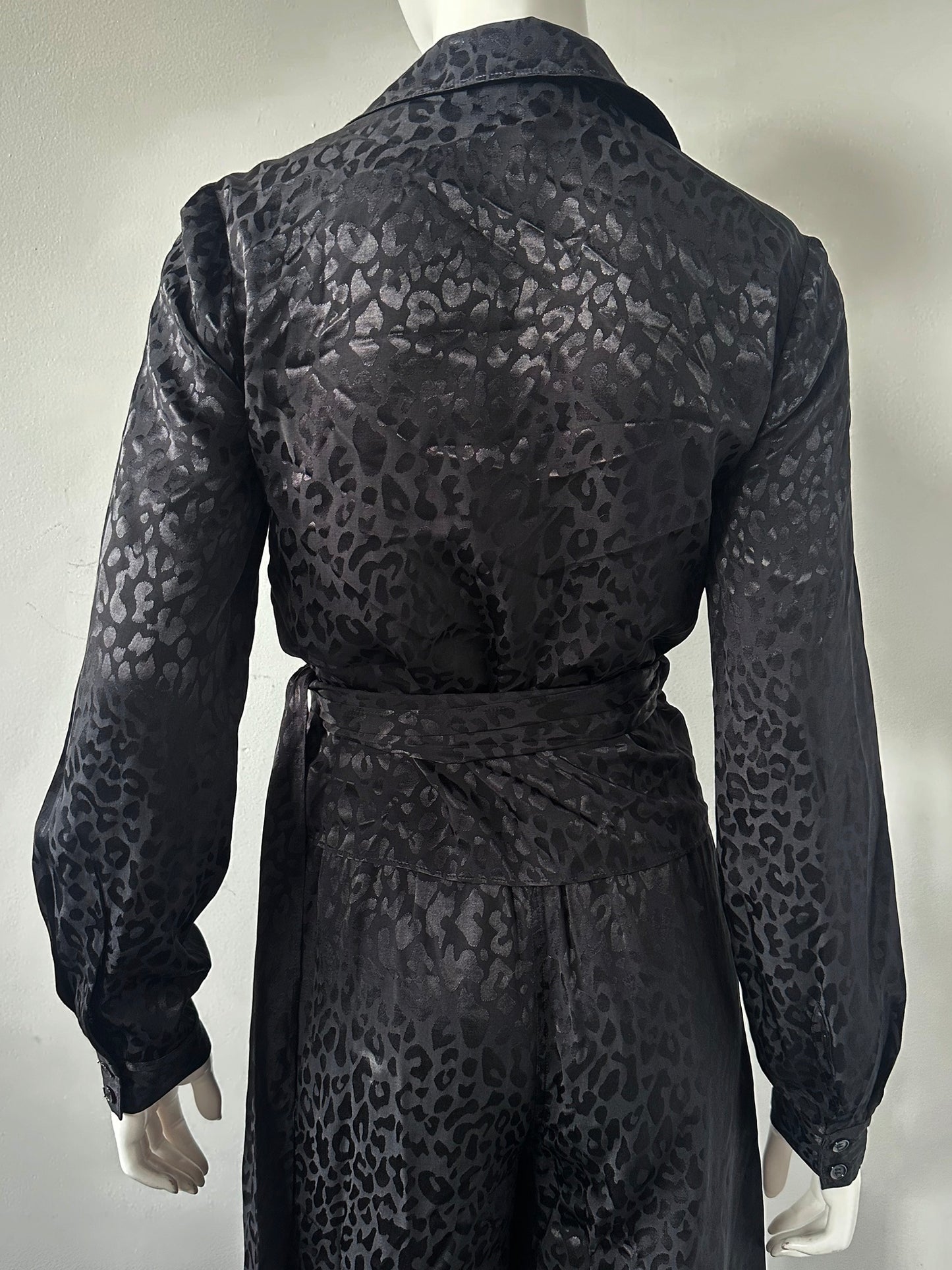 Leopard Satin Wrap Top Size Small