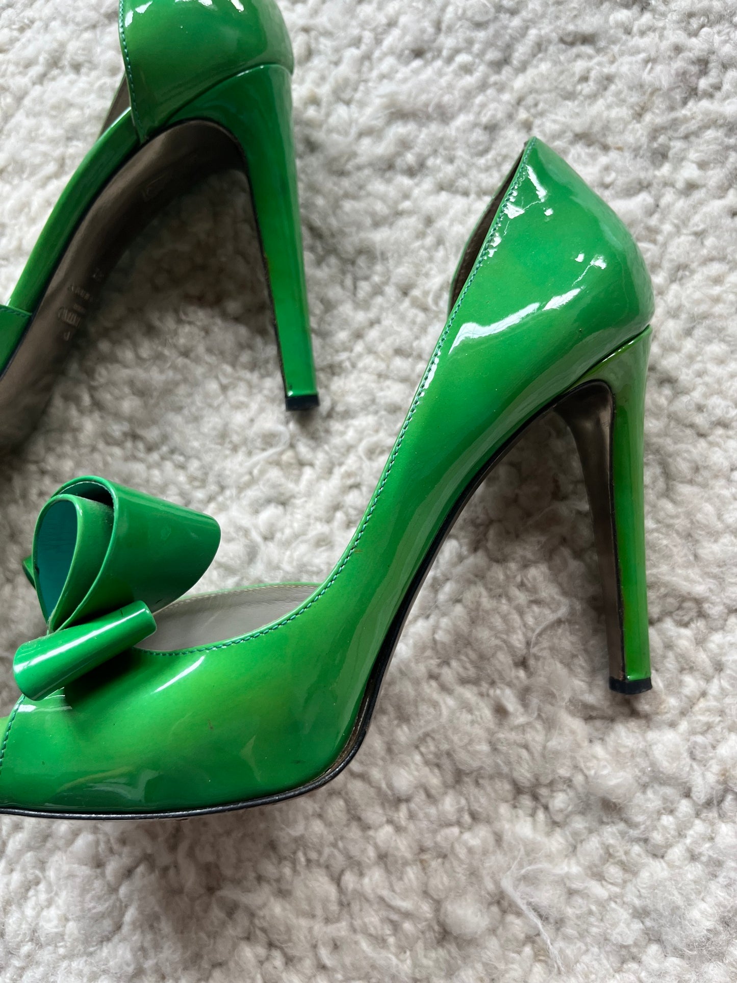 D'Orsay Patent Leather Bow Heels Size 37.5