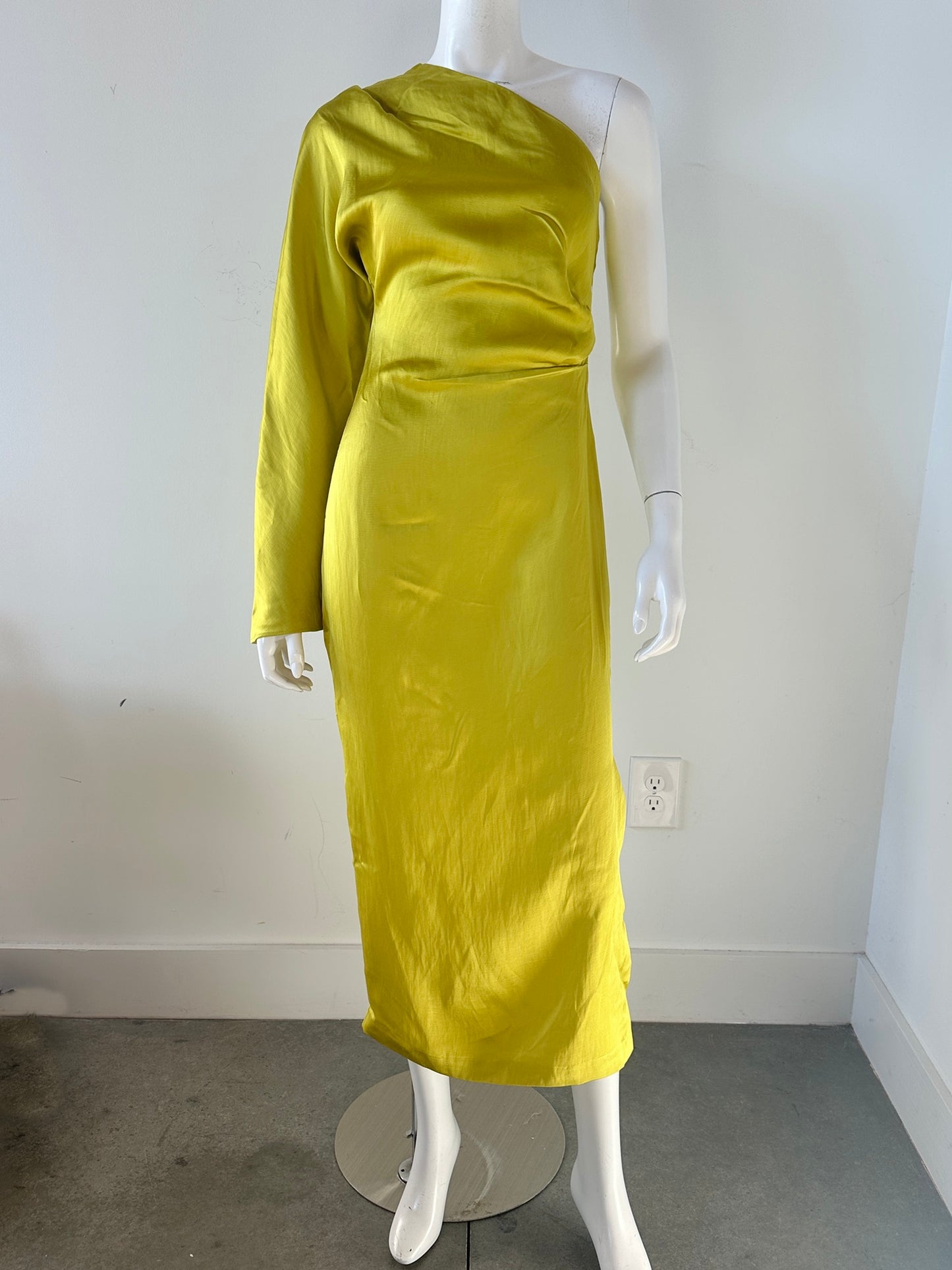 Satin Effect Asymmetrical One Shoulder Dress Size Small
