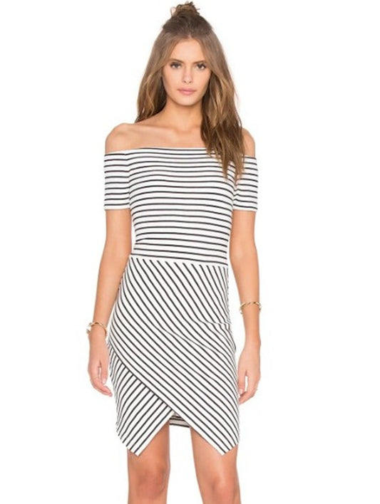 Striped Off the Shoulder Envelope Dress Size Small