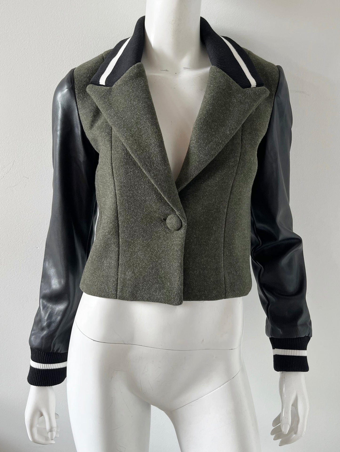 Mixed Media Bomber Jacket Size XS