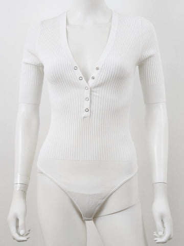 Ribbed Henley Bodysuit Size Small