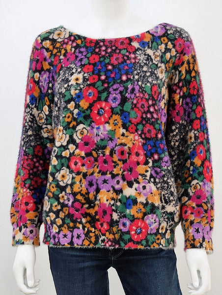 Fuzzy Floral Sweater Size Medium