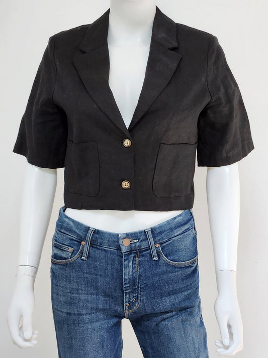 Logan Linen Cropped Shirt Size 2