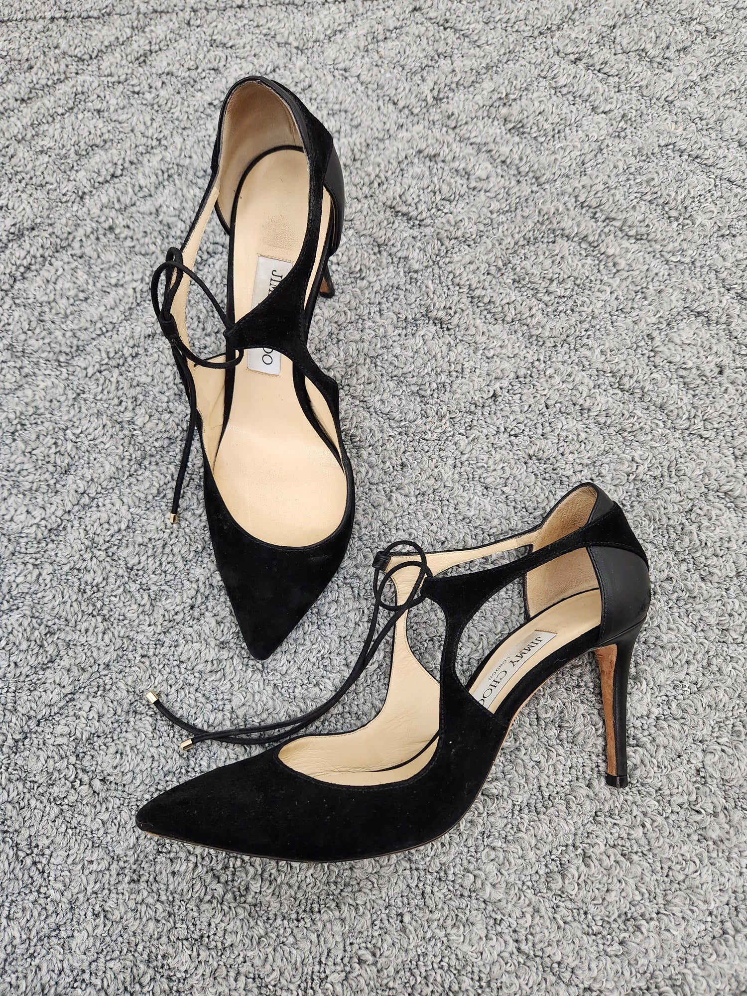 Lace Up Pointed Toe Heels Size 37.5
