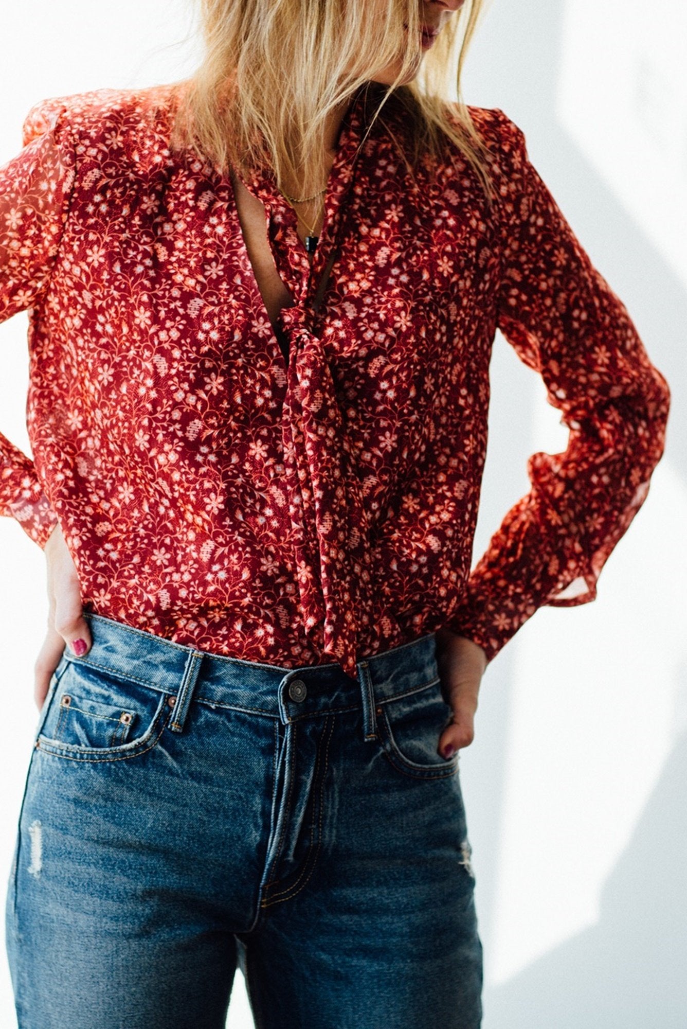 Daphne Medallion Jacquard Blouse Size Large