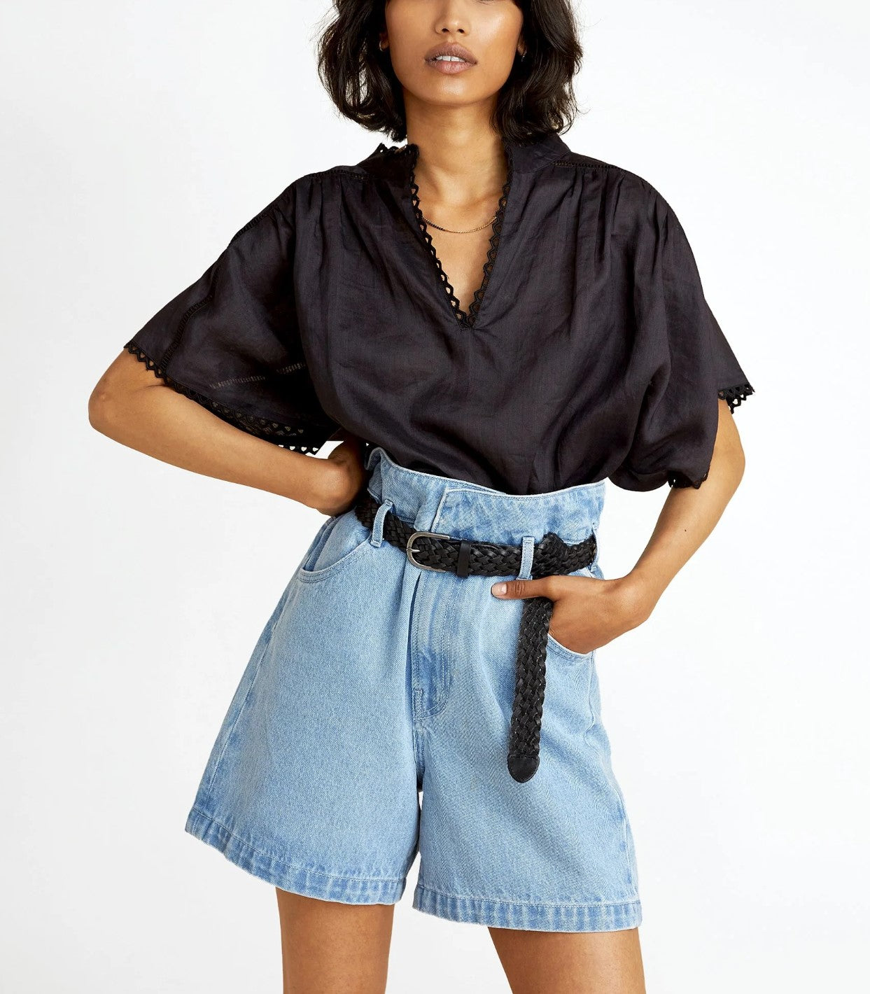Jonah Denim Shorts with Belt Size 0