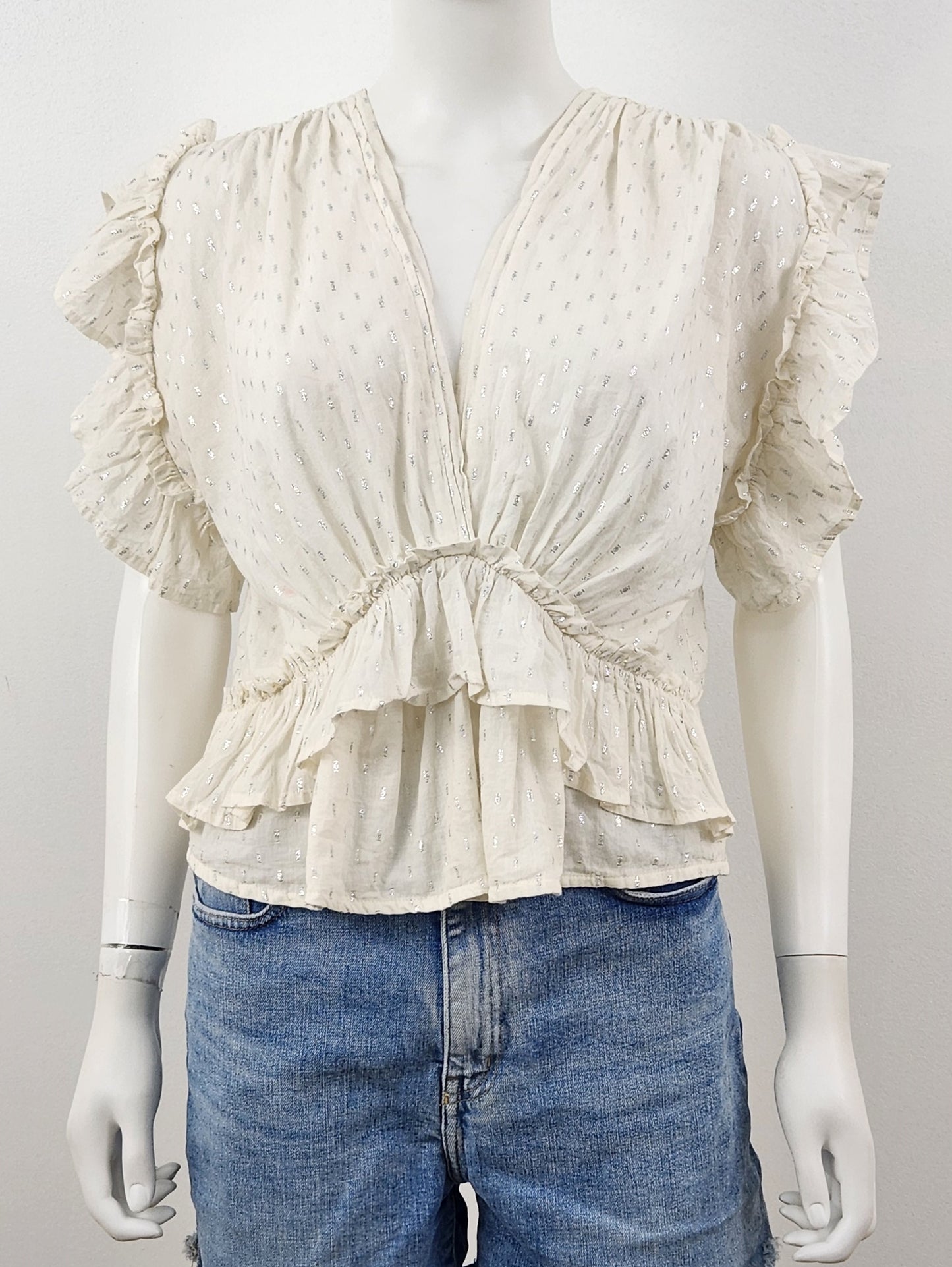 Gleam Ruffle Top Size Small
