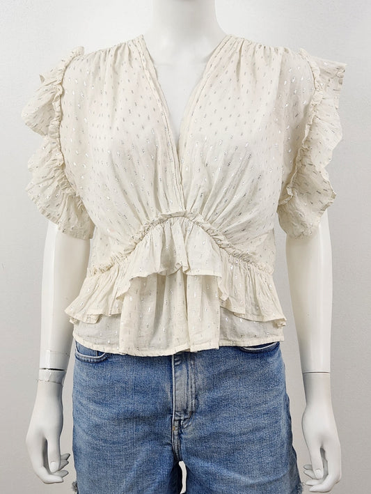 Gleam Ruffle Top Size Small