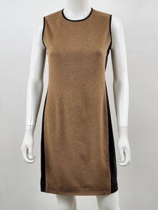 Camel Hair and Black Leather Sheath Dress Size 4