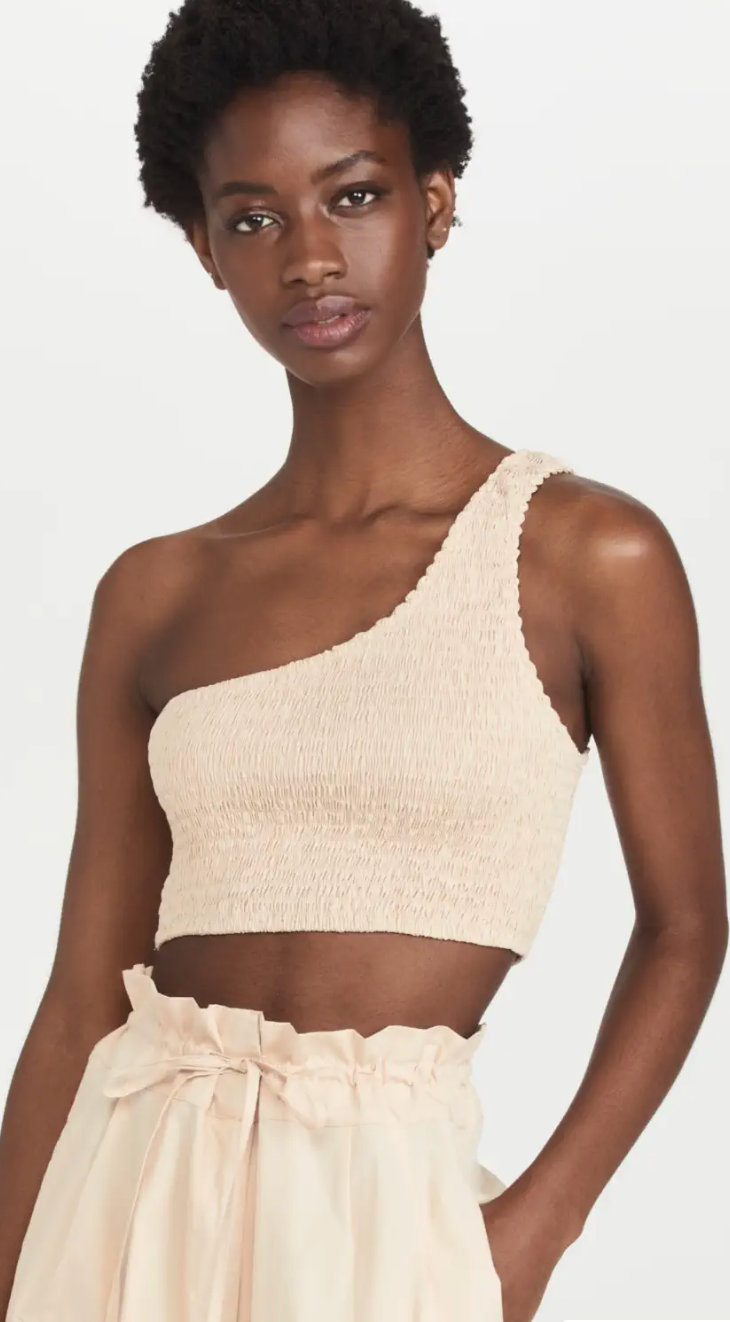Asymmetrical Smocked Crop Top Size XS