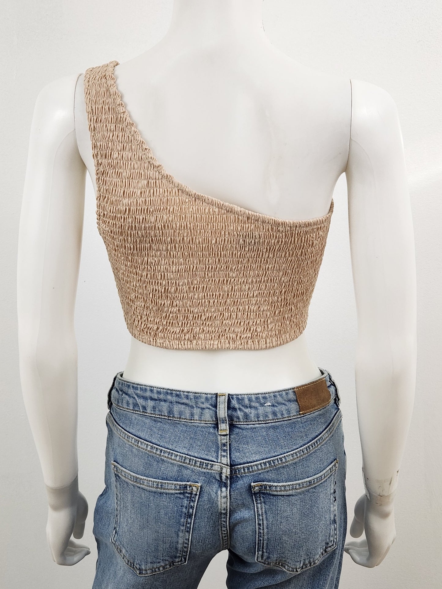 Asymmetrical Smocked Crop Top Size XS