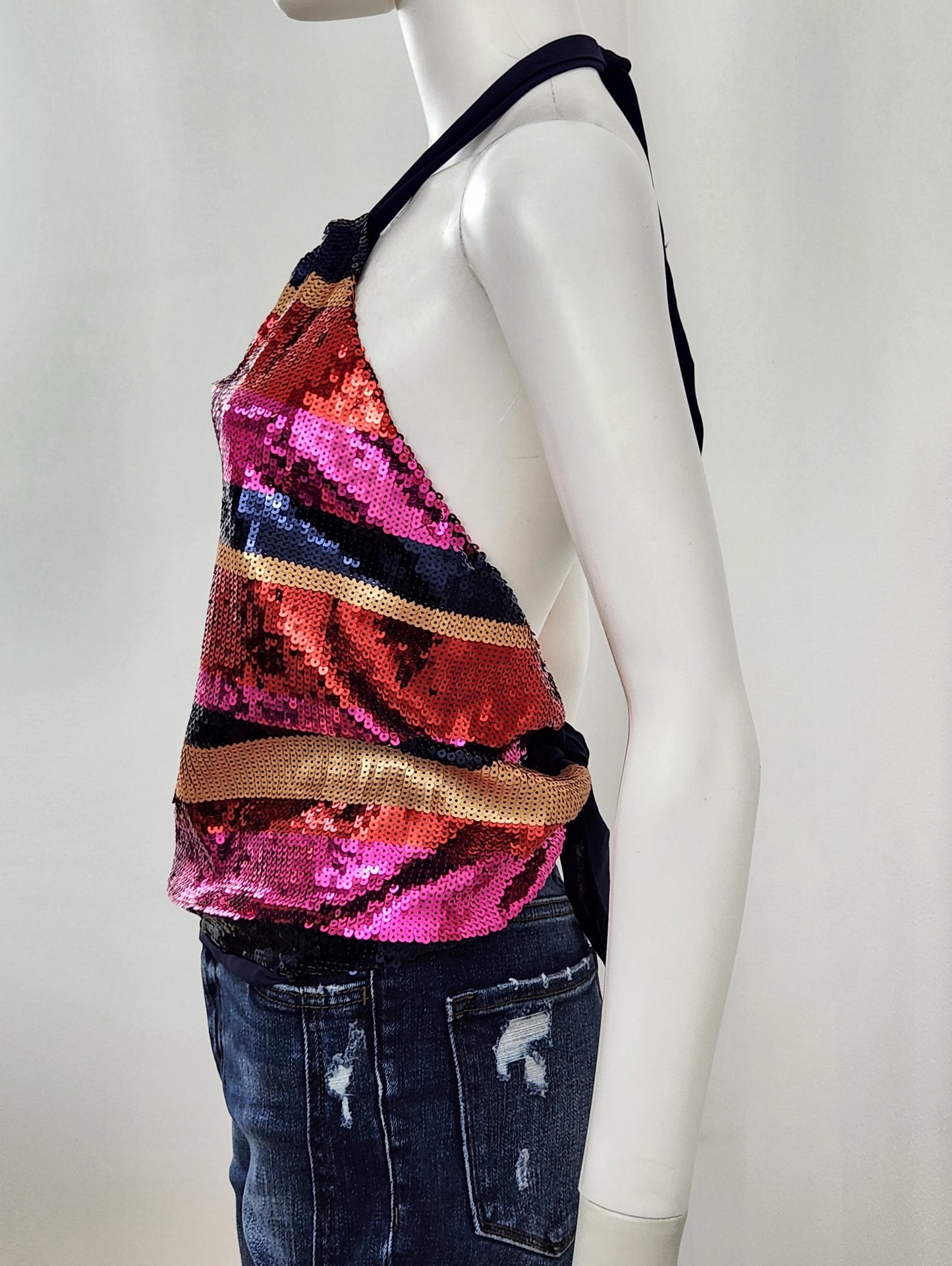 Tamika Sequin Halter Blouse Size XS NWT