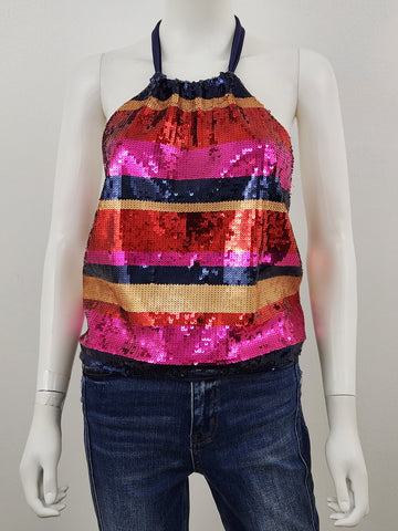 Tamika Sequin Halter Blouse Size XS NWT