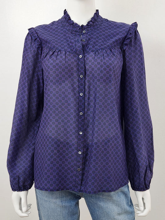 Button Front Printed Blouse Size Small