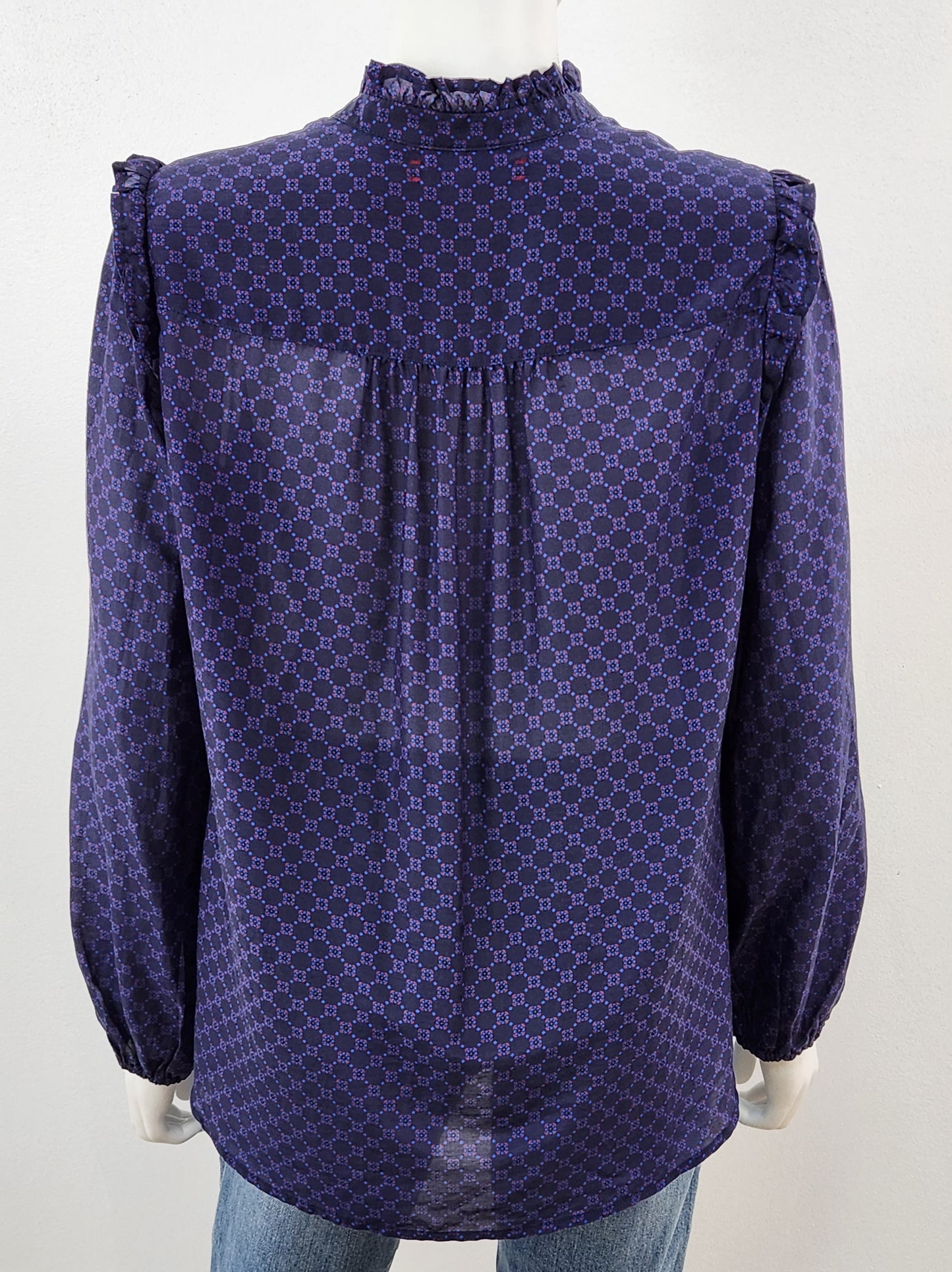 Button Front Printed Blouse Size Small