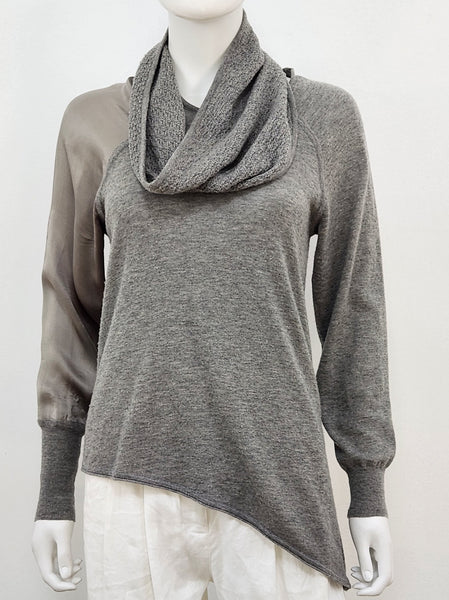 Asymmetrical Cowl Neck Sweater Size Small