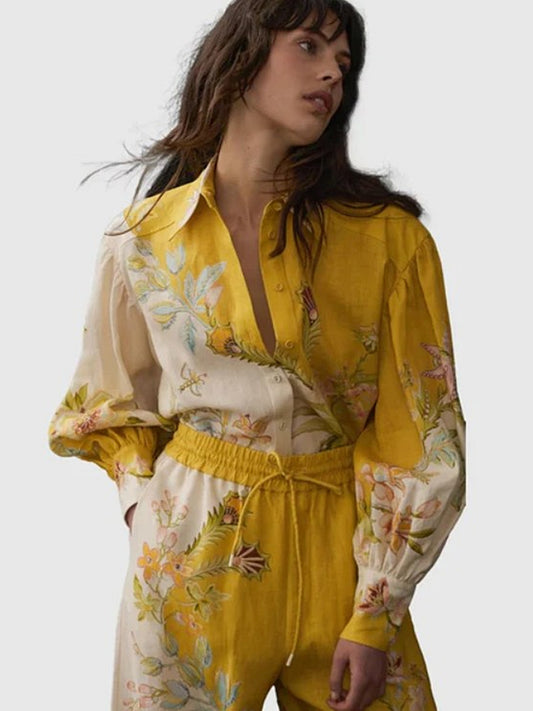 Ira Linen Floral Top Size 2