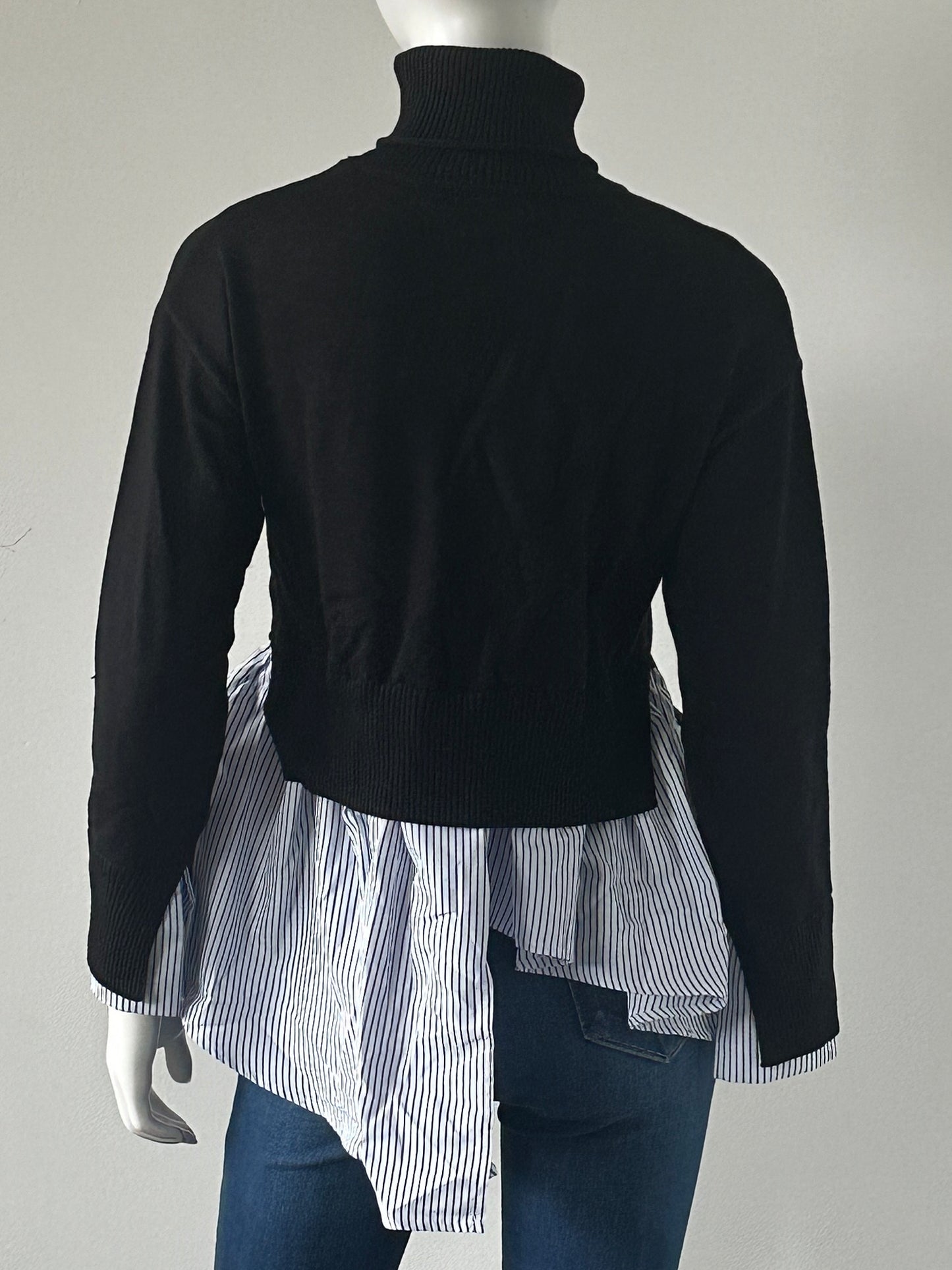 Striped Splicing Turtleneck Sweater Size Small NWT