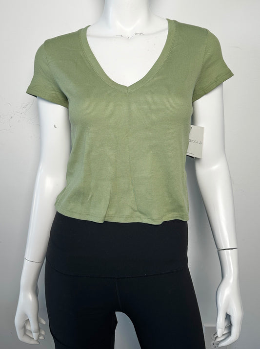 Ribbed V-Neck Tee Size Small NWT
