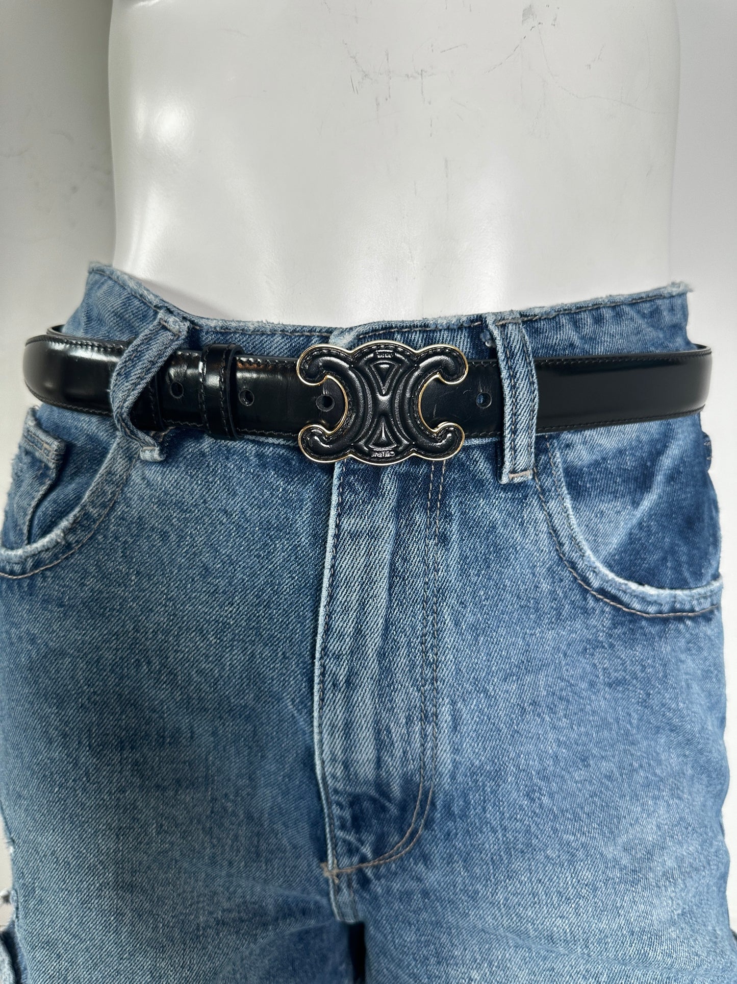 Triomphe Logo Leather Belt Size XS