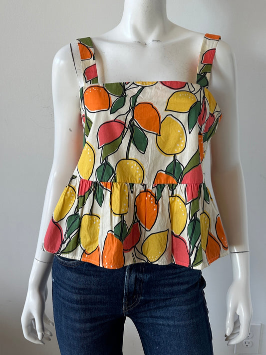 Cotton Fruit Print Blouse Size Medium