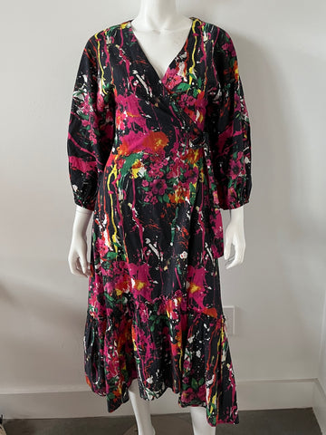 Printed Wrap Dress Size Small