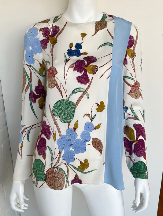 Contrasting Panel Floral Blouse Size 0