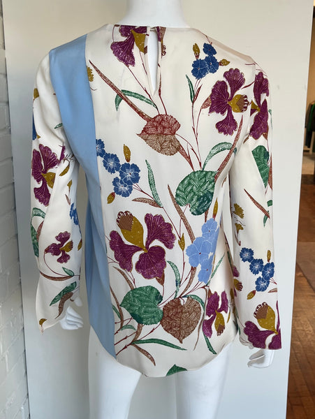 Contrasting Panel Floral Blouse Size 0
