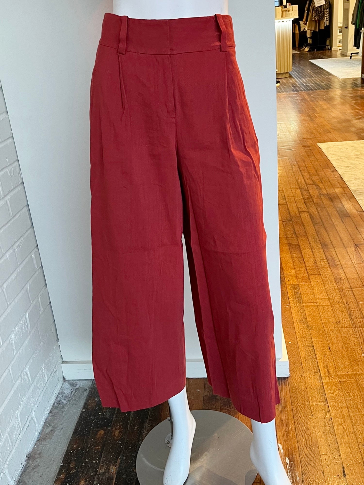 High Waisted Cropped Linen Pants Size 0