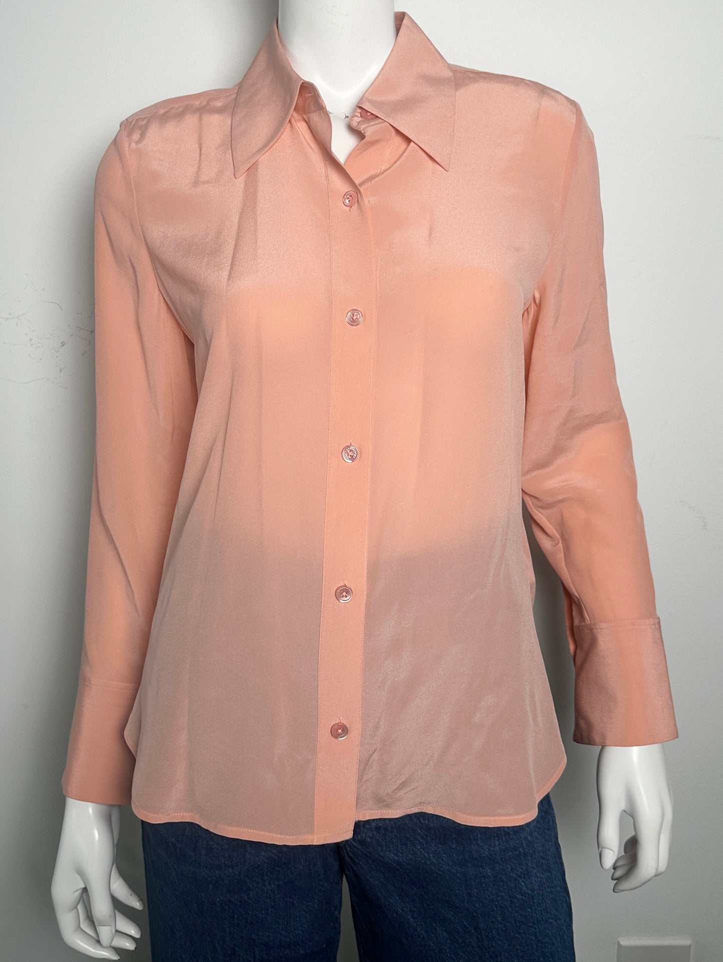 Silk Button Up Blouse Size Medium