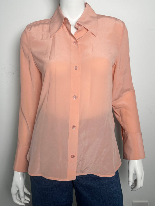 Silk Button Up Blouse Size Medium