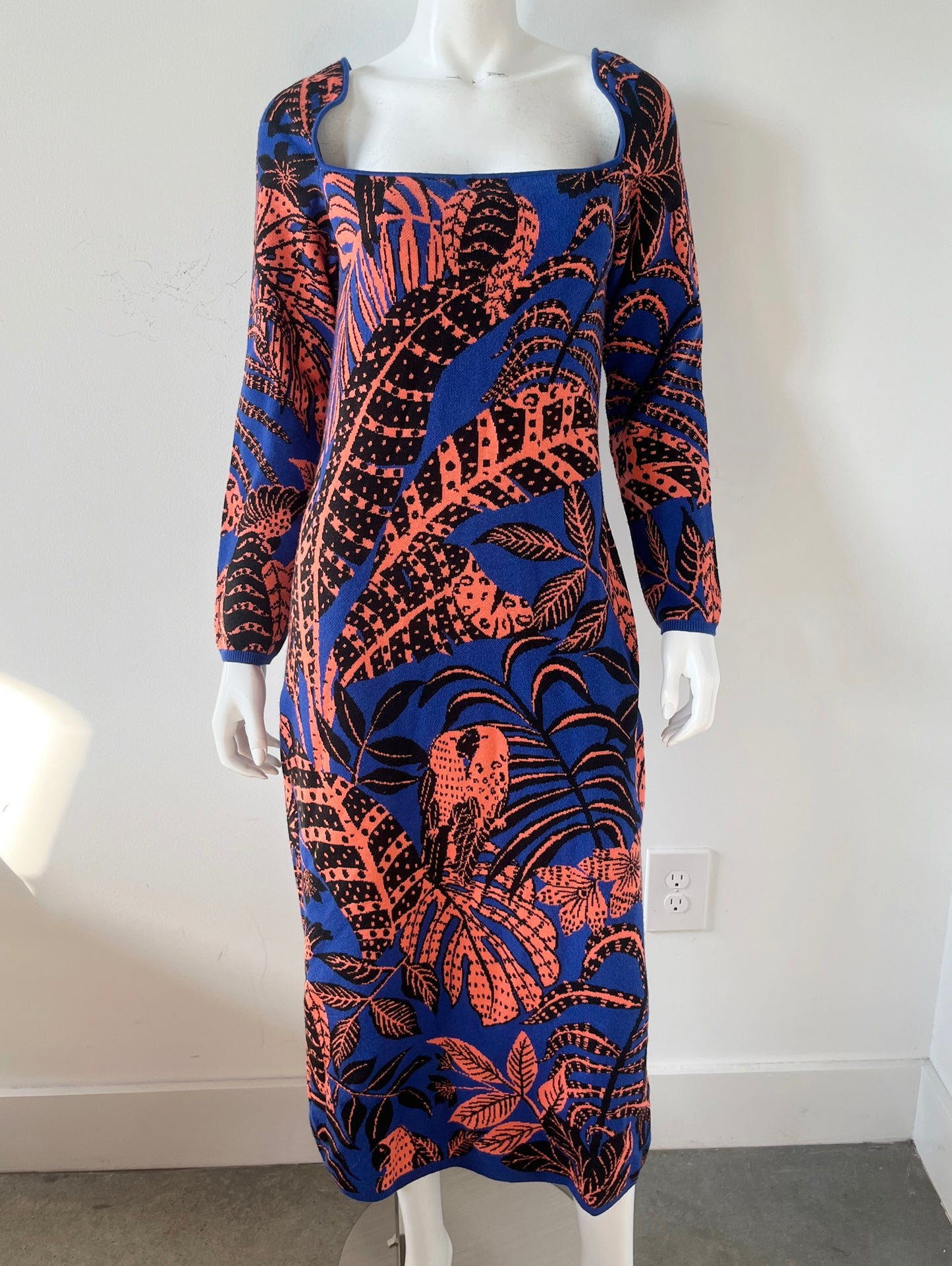 Tropical Gold Long Sleeve Dress Size Large