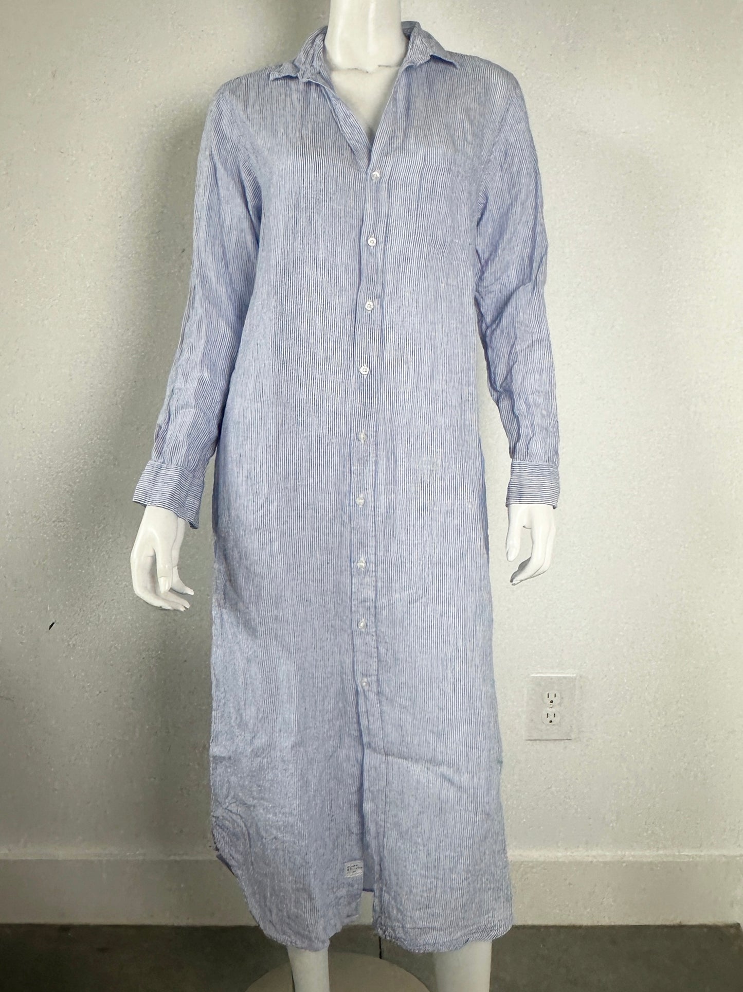 Rory Linen Striped Shirt Dress Size Medium