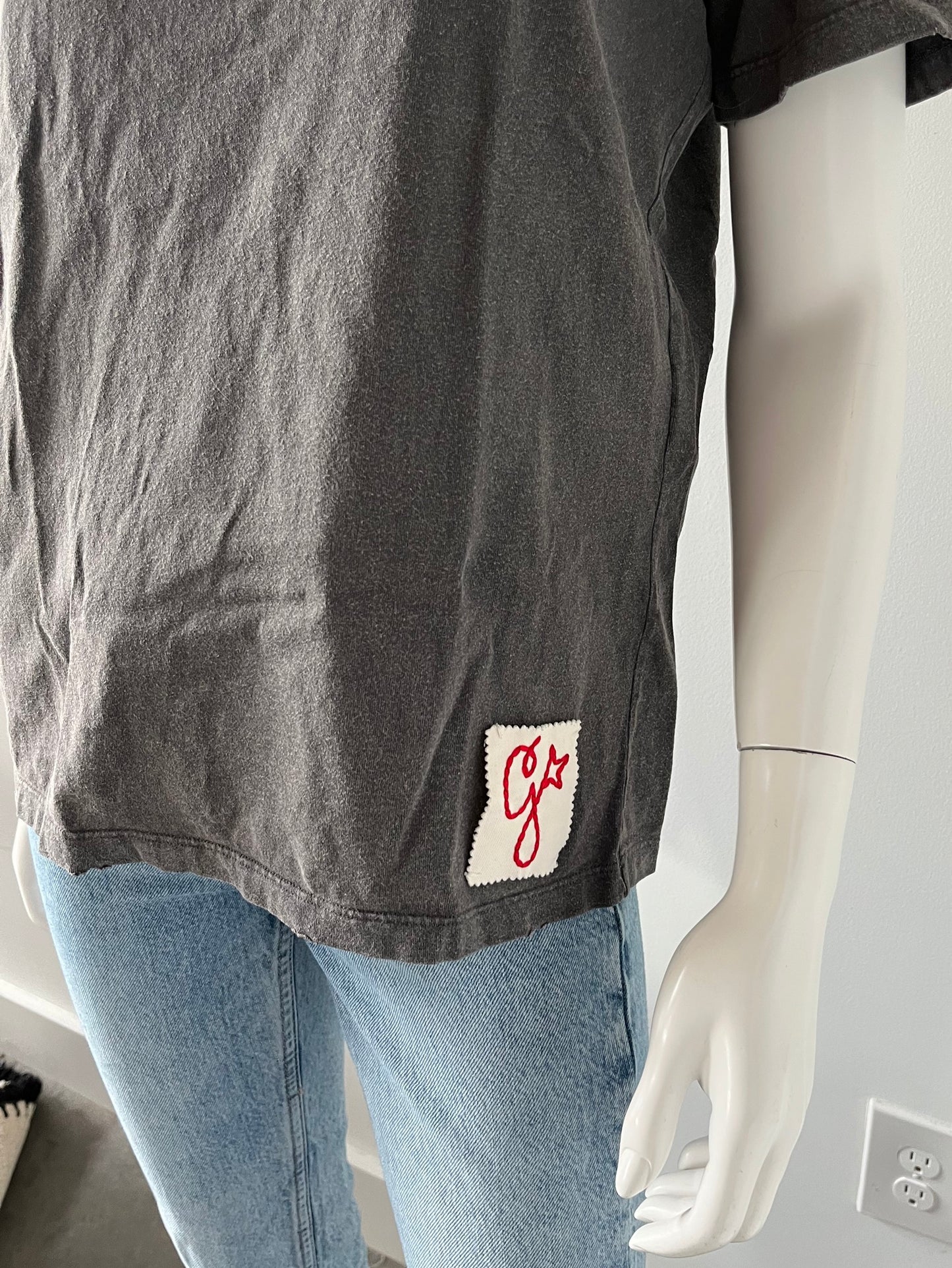 Anthracite Gray T-Shirt with Crystals Size XS