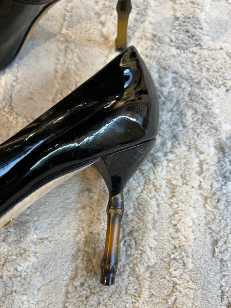 Kristen Bamboo Accent Patent Leather Pumps Size 37
